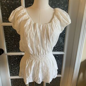 Max Studio Lace Top Y2K Babydoll Fairy Coquette Cottage Peasant Sz L